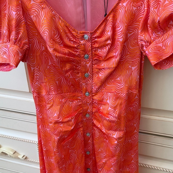 CINQ A SEPT VIBRANT ORANGE MIDI DRESS SIZE 4 - Picture 8 of 10